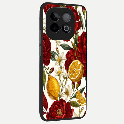  Lemon Rose Charm back cover for iQOO Neo 10 slim fit glass case with vibrant aesthetic design
