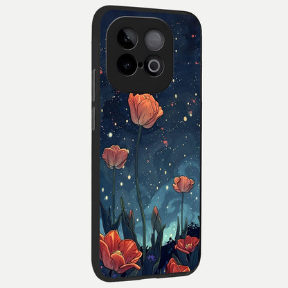  Midnight Tulip Glow back cover for iQOO Neo 10 slim fit glass case with vibrant aesthetic design