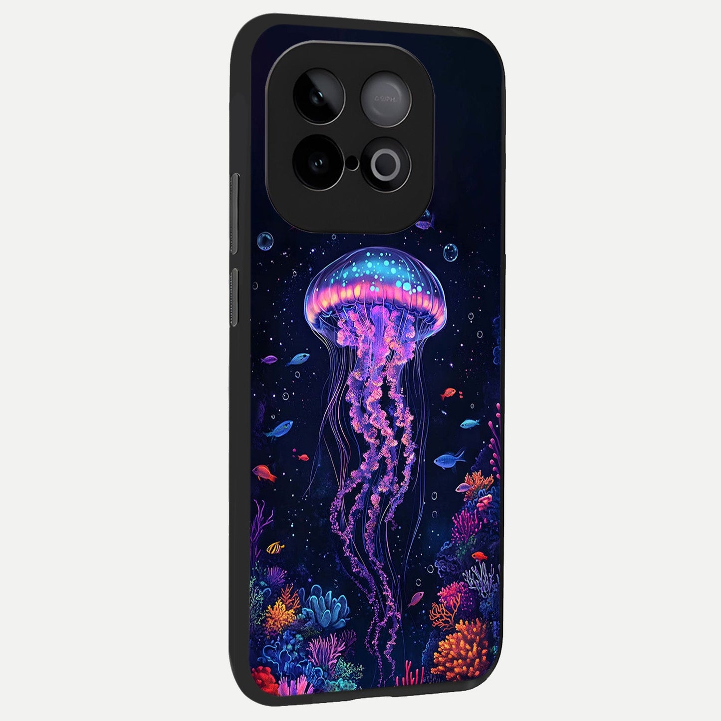  Neon Jellyfish back cover for iQOO Neo 10 slim fit glass case with vibrant aesthetic design