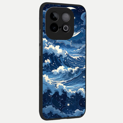  Ocean Moon Waves back cover for iQOO Neo 10 slim fit glass case with vibrant aesthetic design