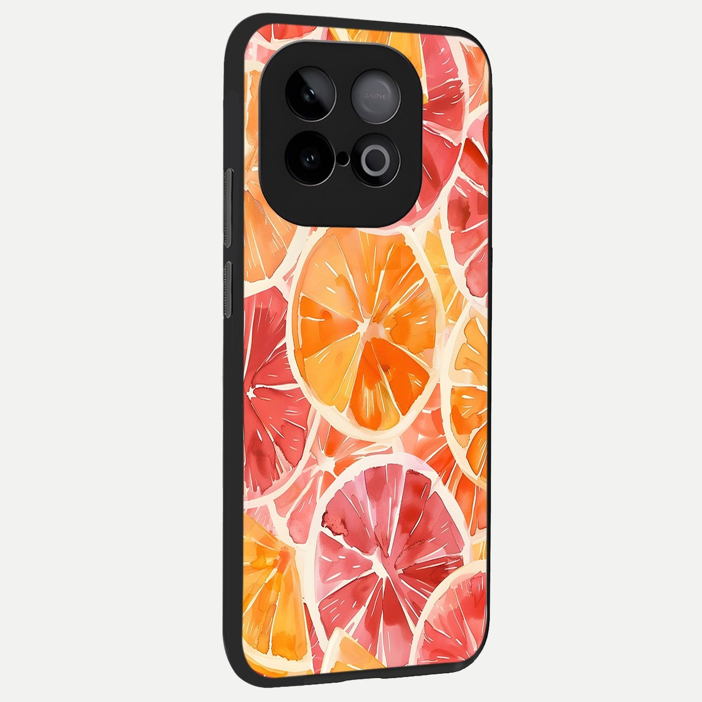  Orange Fruits Pattern back cover for iQOO Neo 10 slim fit glass case with vibrant aesthetic design