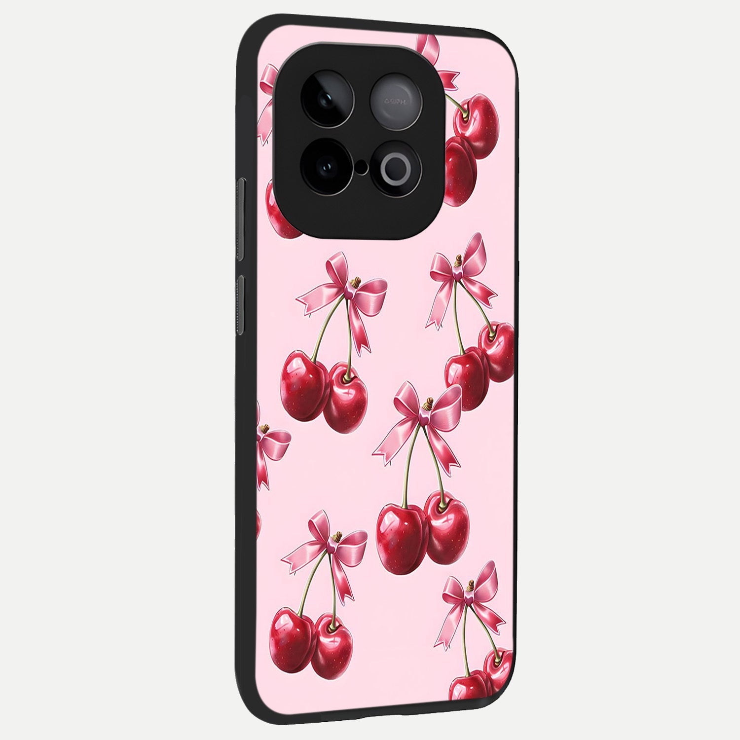  Red Cherries Pattern back cover for iQOO Neo 10 slim fit glass case with vibrant aesthetic design