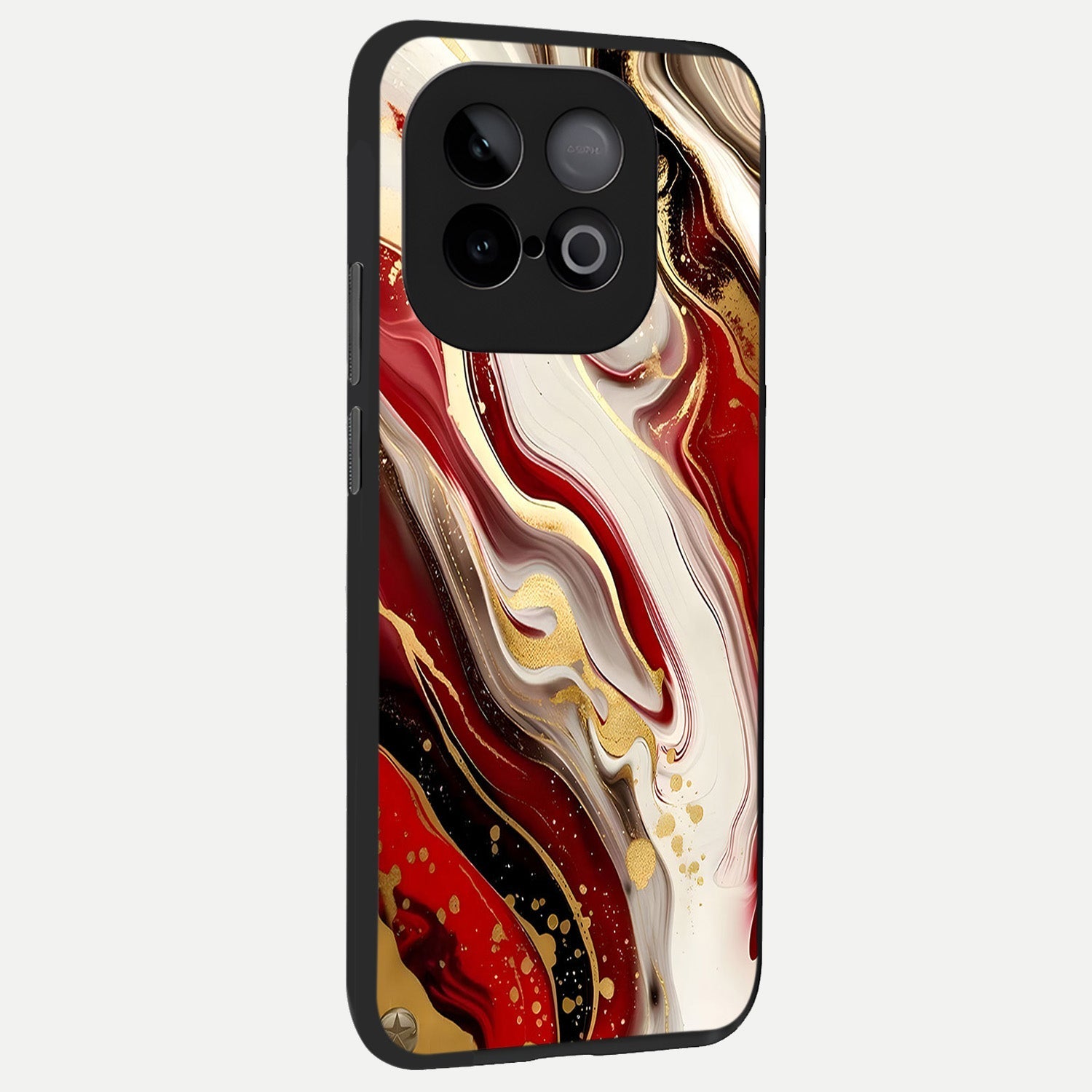  Red And White Marble back cover for iQOO Neo 10 slim fit glass case with vibrant aesthetic design