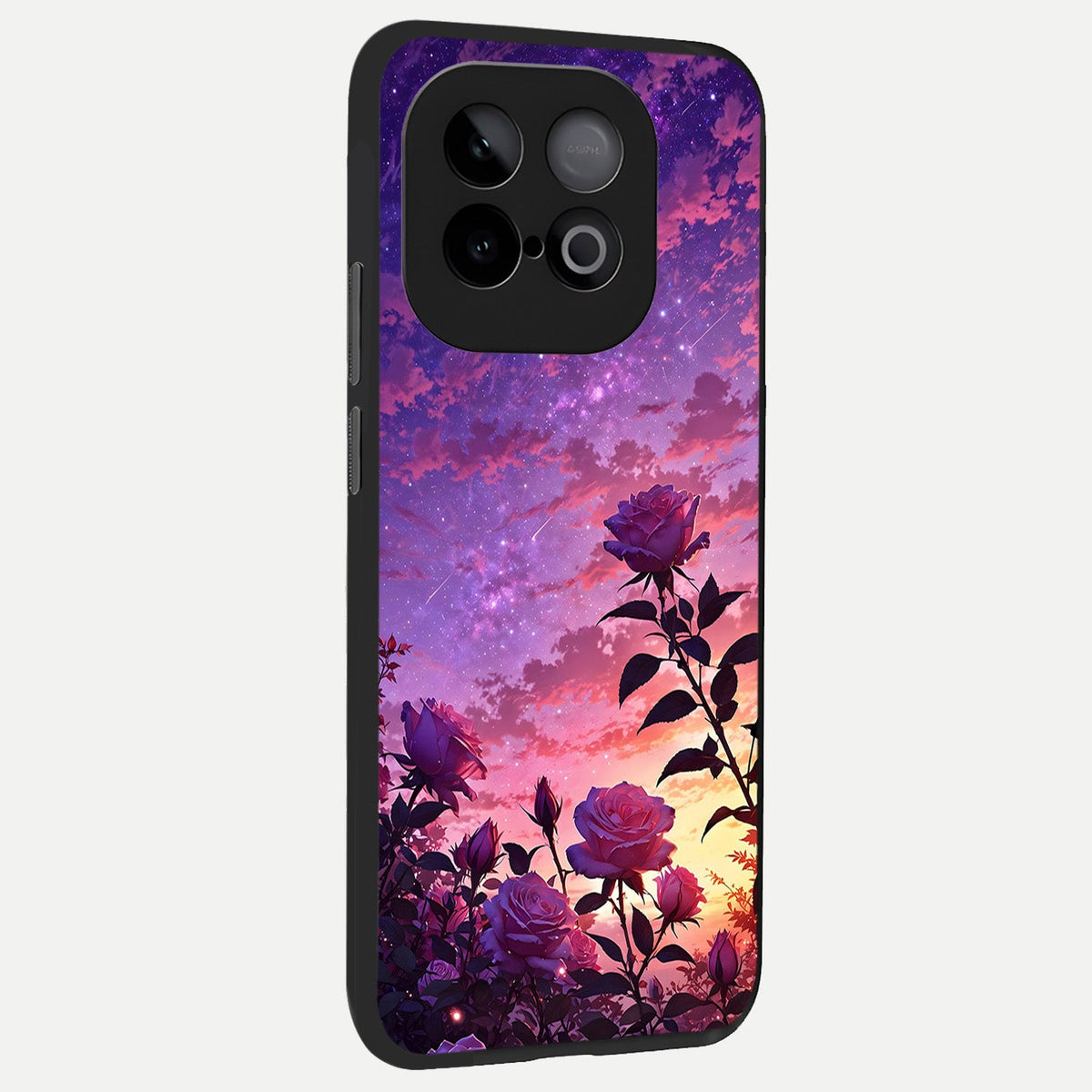  Starlit Rose Twilight back cover for iQOO Neo 10 slim fit glass case with vibrant aesthetic design
