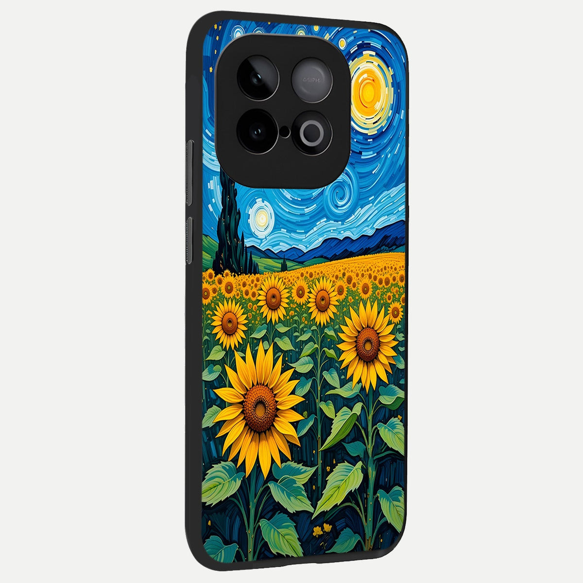  Starry Sunflower Dreams back cover for iQOO Neo 10 slim fit glass case with vibrant aesthetic design