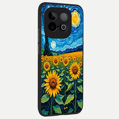  Starry Sunflower Dreams back cover for iQOO Neo 10 slim fit glass case with vibrant aesthetic design