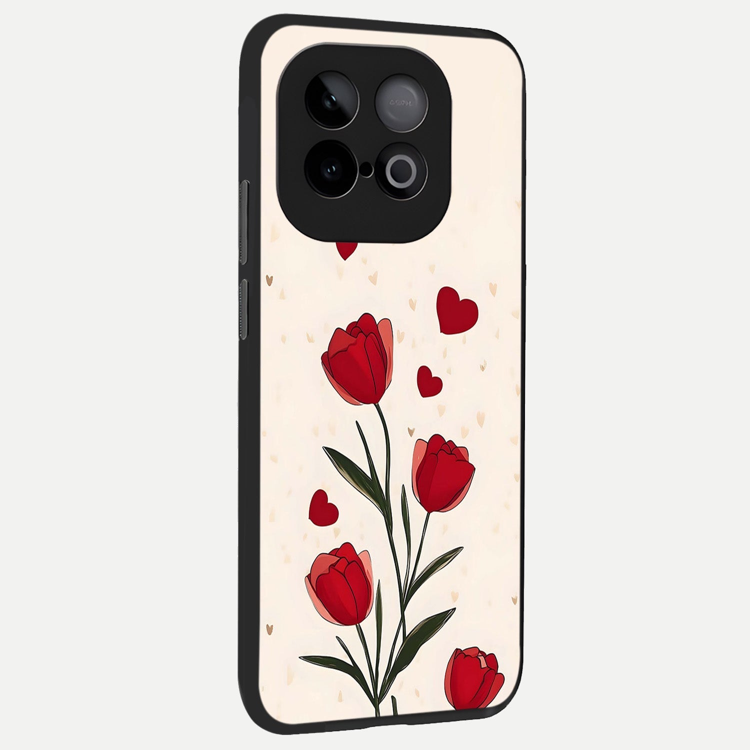  Tulip With Heart back cover for iQOO Neo 10 slim fit glass case with vibrant aesthetic design