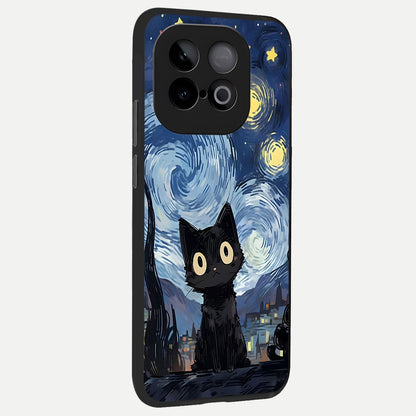  Van Gogh Cat back cover for iQOO Neo 10 slim fit glass case with vibrant aesthetic design