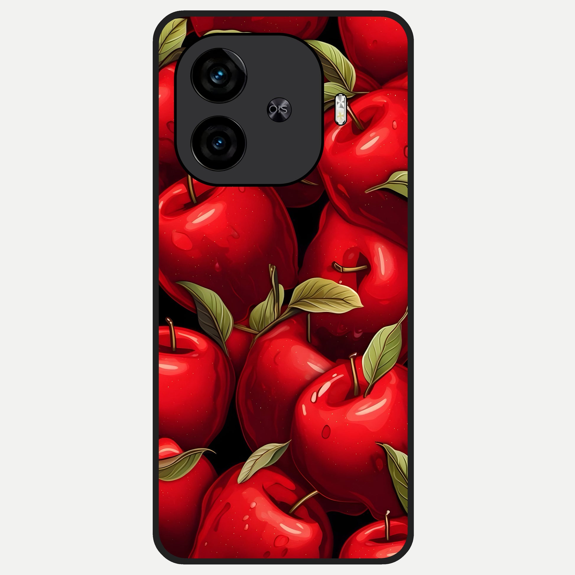  Apple Pattern Glass Case for  iQOO Z9 Turbo back cover – full design glossy printed glass finish