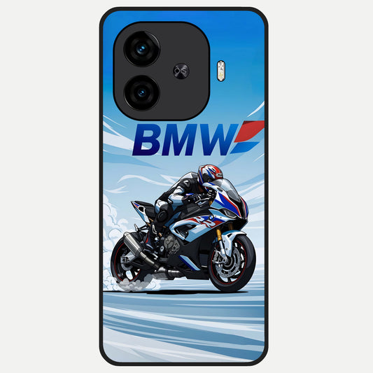  BMW Power Drift Glass Case for  iQOO Z9 Turbo back cover – full design glossy printed glass finish