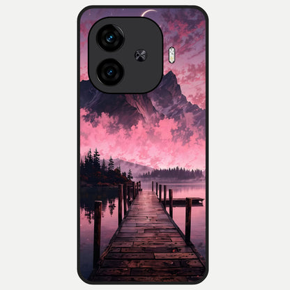  Beautiful Mountain View Glass Case for  iQOO Z9 Turbo back cover – full design glossy printed glass finish