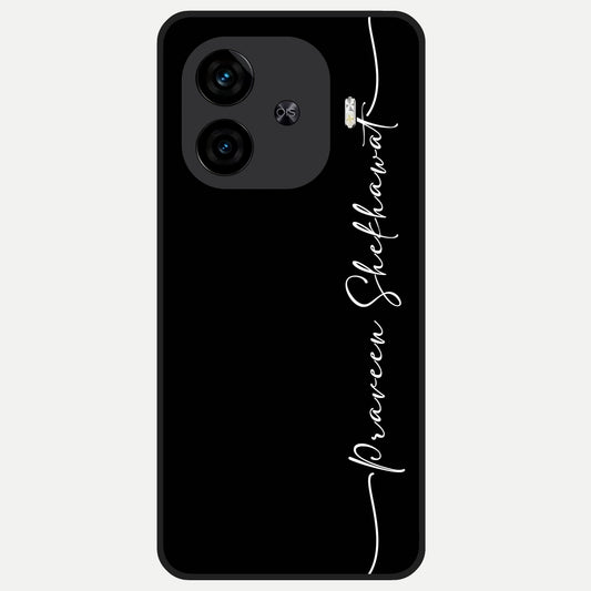  Black Tune Custom Name Glass Case for  iQOO Z9 Turbo back cover – full design glossy printed glass finish