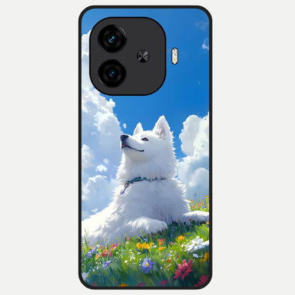  Blissful Cloud Pup Glass Case for  iQOO Z9 Turbo back cover – full design glossy printed glass finish