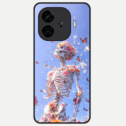  Bloom Beyond Bones Glass Case for  iQOO Z9 Turbo back cover – full design glossy printed glass finish