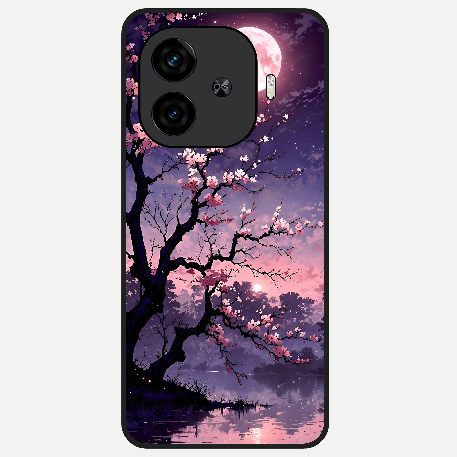  Blossom Pink Moon Glass Case for  iQOO Z9 Turbo back cover – full design glossy printed glass finish
