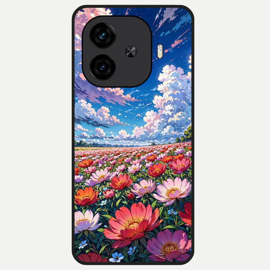 Blossom Sky Field Glass Case for  iQOO Z9 Turbo back cover – full design glossy printed glass finish