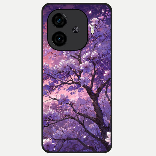  Blossom Tree Glass Case for  iQOO Z9 Turbo back cover – full design glossy printed glass finish