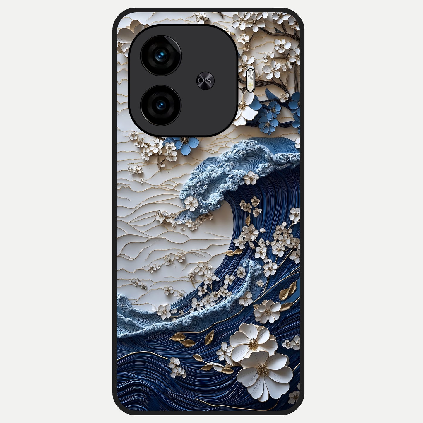  Blossom Wave Art Glass Case for  iQOO Z9 Turbo back cover – full design glossy printed glass finish