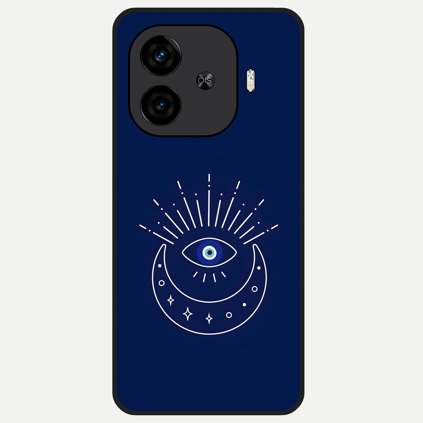  Blue Evil Eye Glass Case for  iQOO Z9 Turbo back cover – full design glossy printed glass finish