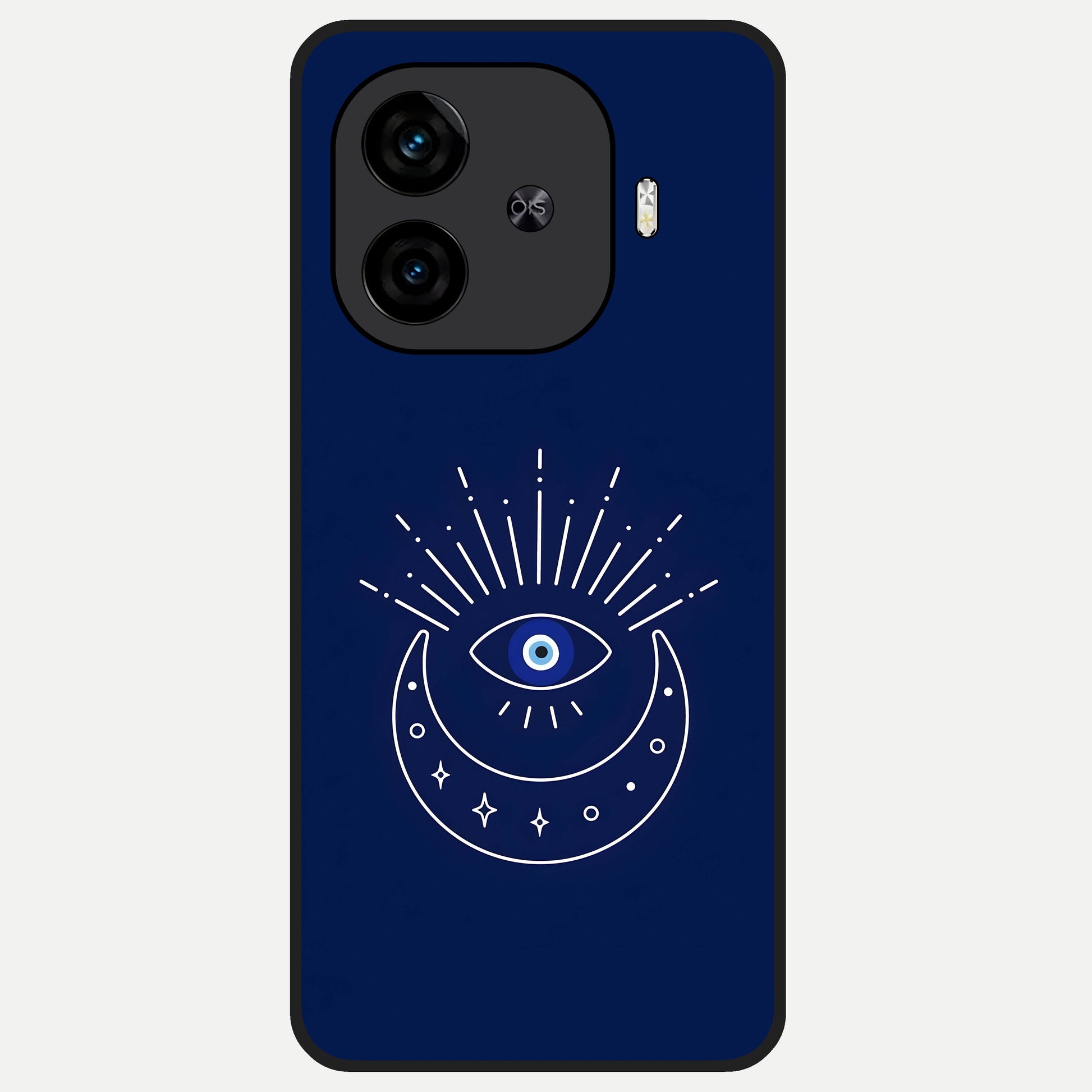  Blue Evil Eye Glass Case for  iQOO Z9 Turbo back cover – full design glossy printed glass finish