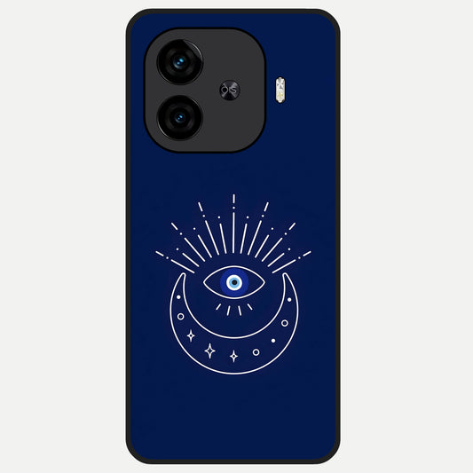  Blue Evil Eye Glass Case for  iQOO Z9 Turbo back cover – full design glossy printed glass finish