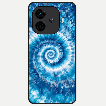 Blue Galaxy Wave Glass Case for  iQOO Z9 Turbo back cover – full design glossy printed glass finish