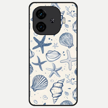  Blue Ocean Outline Glass Case for  iQOO Z9 Turbo back cover – full design glossy printed glass finish