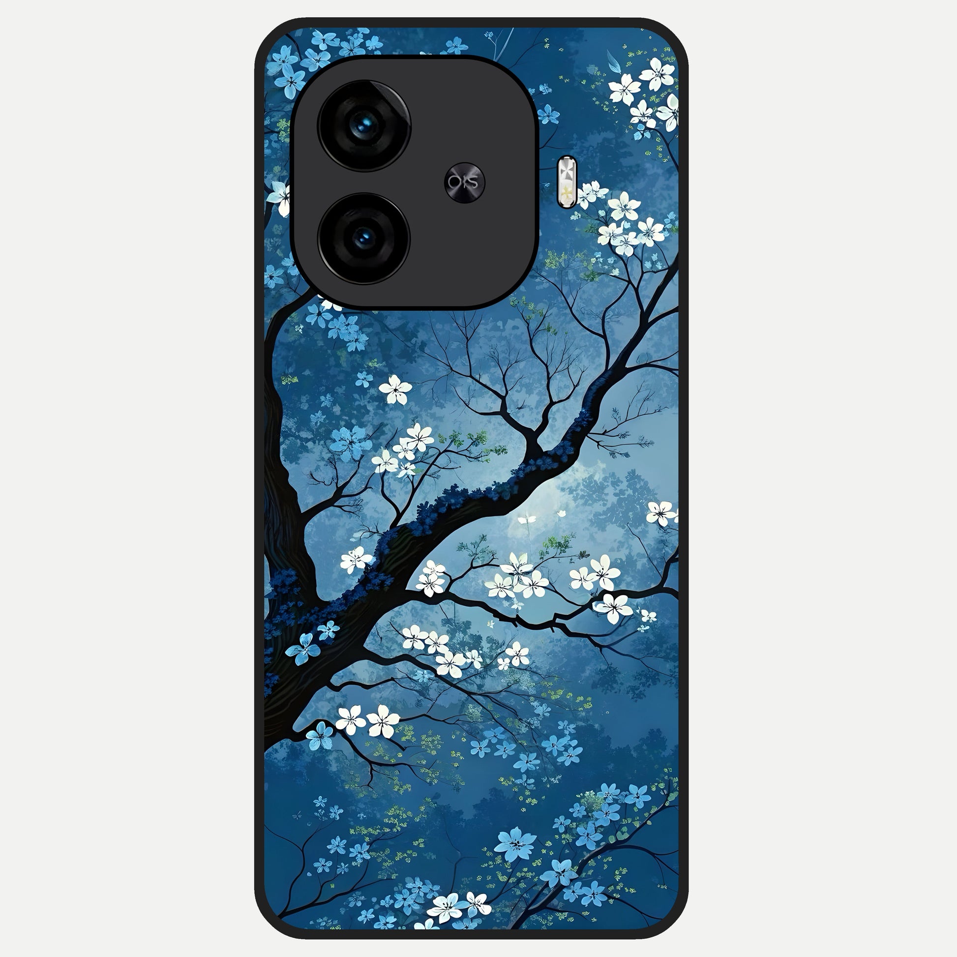  Blue Tree Serenity Glass Case for  iQOO Z9 Turbo back cover – full design glossy printed glass finish