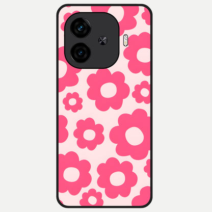 Blush Flower Pop Glass Case for  iQOO Z9 Turbo back cover – full design glossy printed glass finish