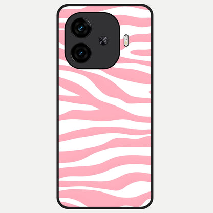  Blush Zebra Flow Glass Case for  iQOO Z9 Turbo back cover – full design glossy printed glass finish
