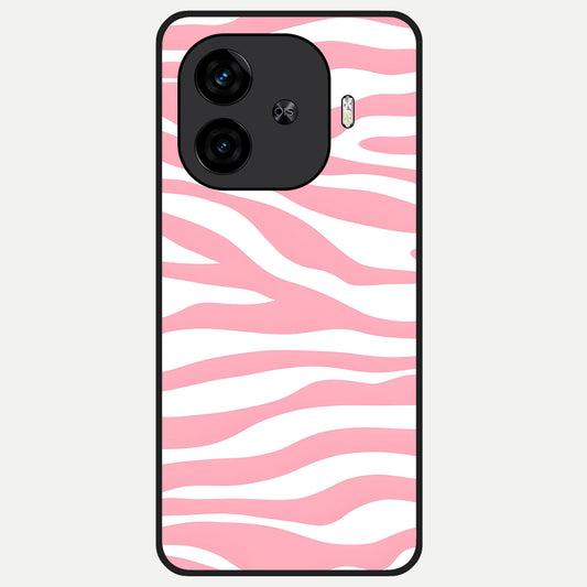  Blush Zebra Flow Glass Case for  iQOO Z9 Turbo back cover – full design glossy printed glass finish