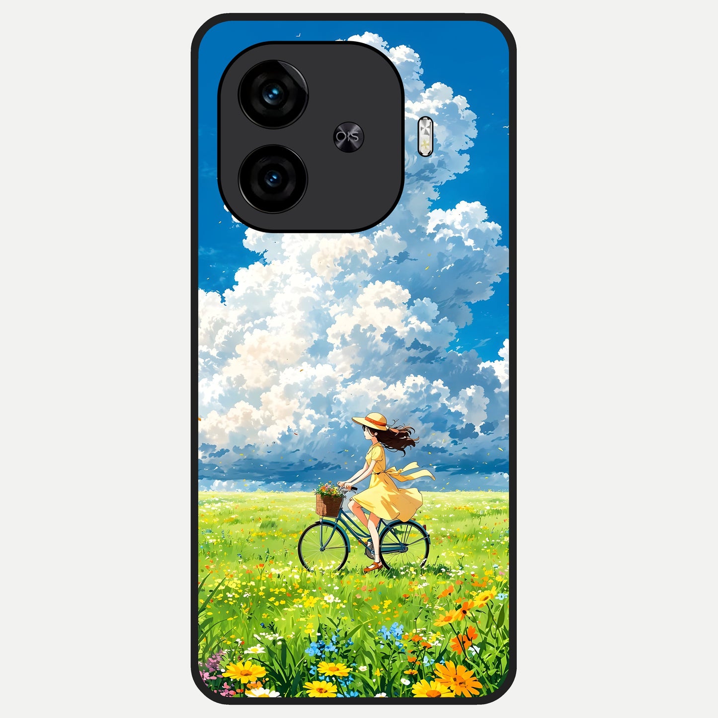  Breezy Meadow Ride Glass Case for  iQOO Z9 Turbo back cover – full design glossy printed glass finish