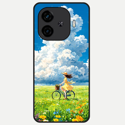  Breezy Meadow Ride Glass Case for  iQOO Z9 Turbo back cover – full design glossy printed glass finish