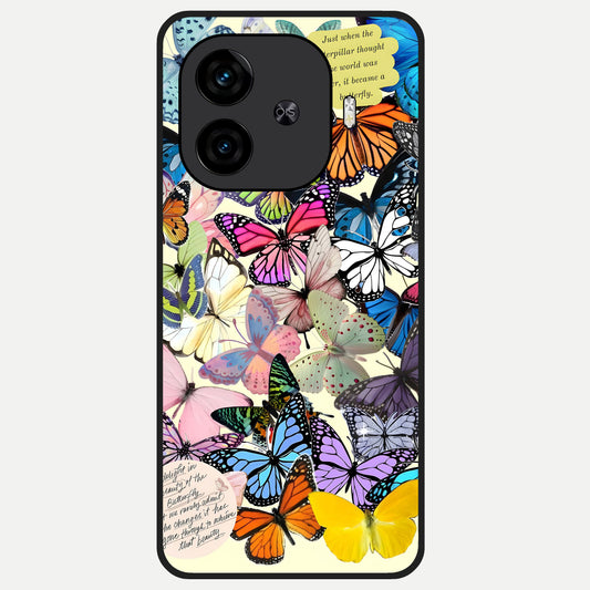  Butterflies Petal Dream Glass Case for  iQOO Z9 Turbo back cover – full design glossy printed glass finish