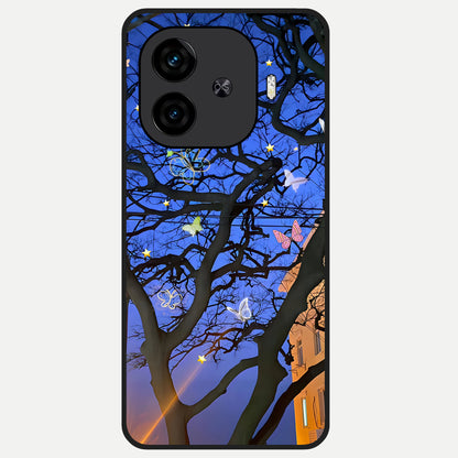  Butterfly Night Magic Glass Case for  iQOO Z9 Turbo back cover – full design glossy printed glass finish
