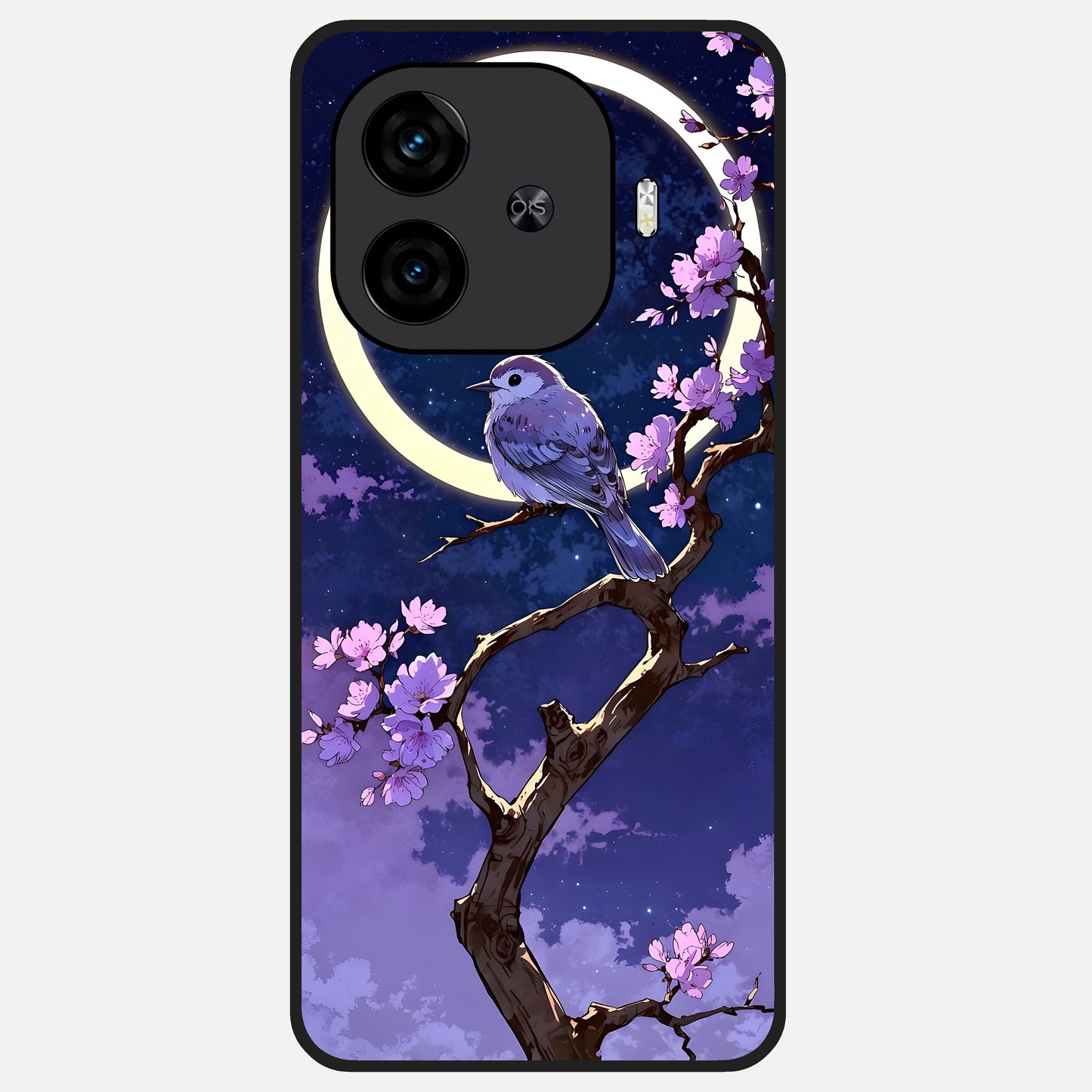  Celestial Bird Blossom Glass Case for  iQOO Z9 Turbo back cover – full design glossy printed glass finish