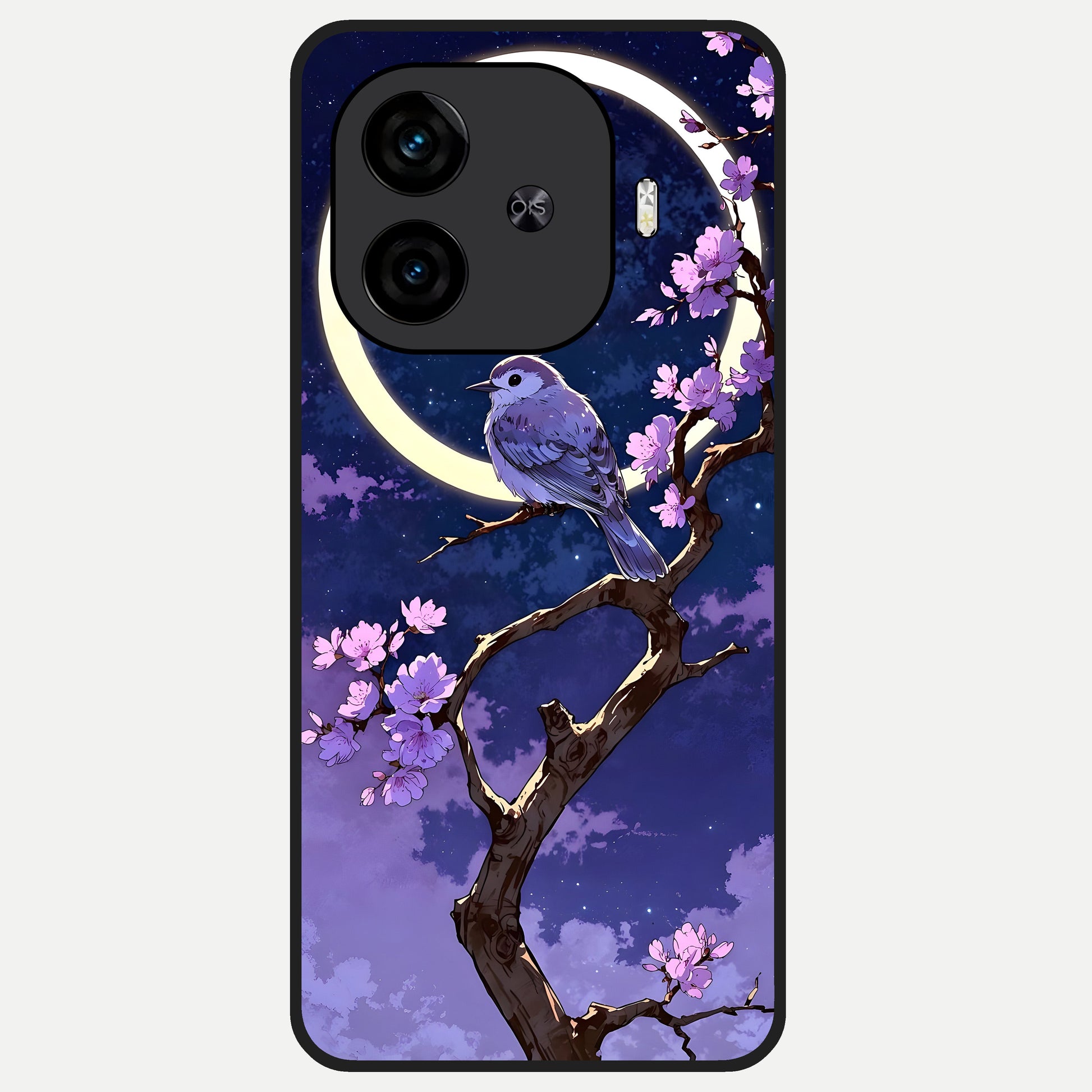  Celestial Bird Blossom Glass Case for  iQOO Z9 Turbo back cover – full design glossy printed glass finish