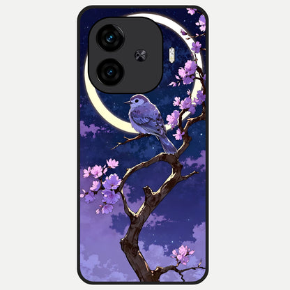  Celestial Bird Blossom Glass Case for  iQOO Z9 Turbo back cover – full design glossy printed glass finish