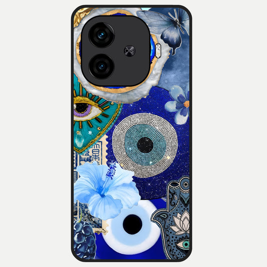  Celestial Blue Vision Glass Case for  iQOO Z9 Turbo back cover – full design glossy printed glass finish