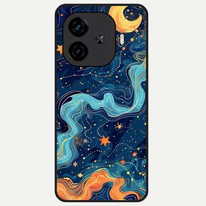  Celestial Dream Flow Glass Case for  iQOO Z9 Turbo back cover – full design glossy printed glass finish