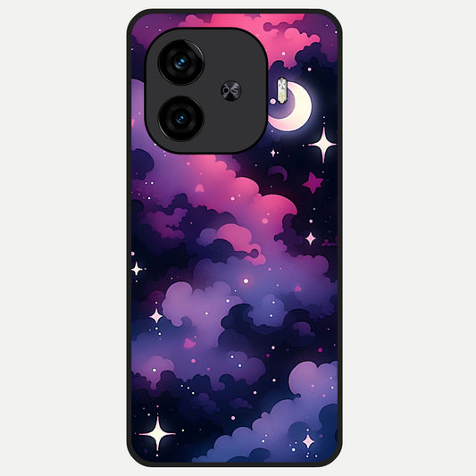  Celestial Moon Magic Glass Case for  iQOO Z9 Turbo back cover – full design glossy printed glass finish