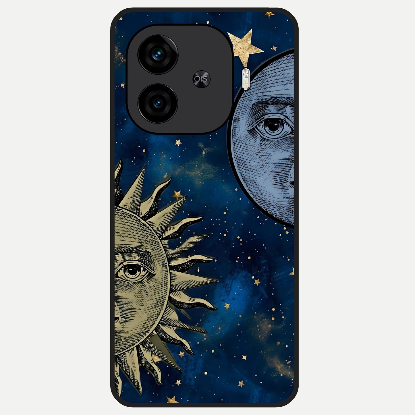  Celestial Moon With Sun Glass Case for  iQOO Z9 Turbo back cover – full design glossy printed glass finish