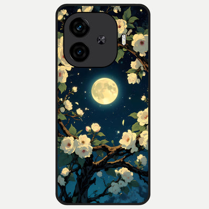  Celestial Moon And Flower Glass Case for  iQOO Z9 Turbo back cover – full design glossy printed glass finish