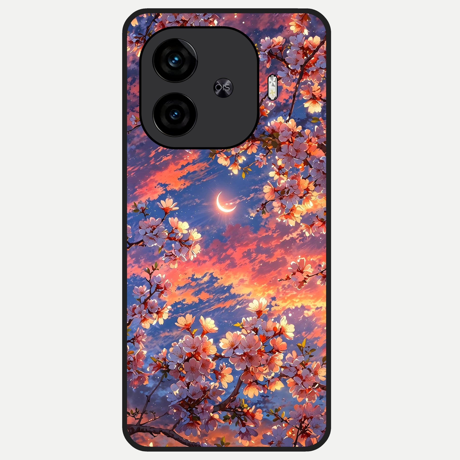  Celestial Sakura Sunset Glass Case for  iQOO Z9 Turbo back cover – full design glossy printed glass finish