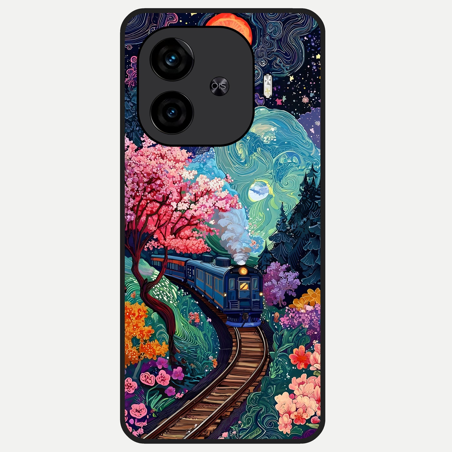  Celestial Train Journey Glass Case for  iQOO Z9 Turbo back cover – full design glossy printed glass finish