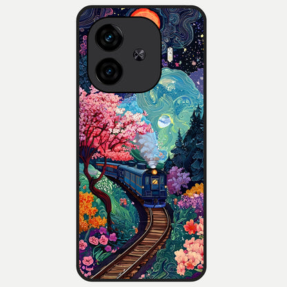  Celestial Train Journey Glass Case for  iQOO Z9 Turbo back cover – full design glossy printed glass finish