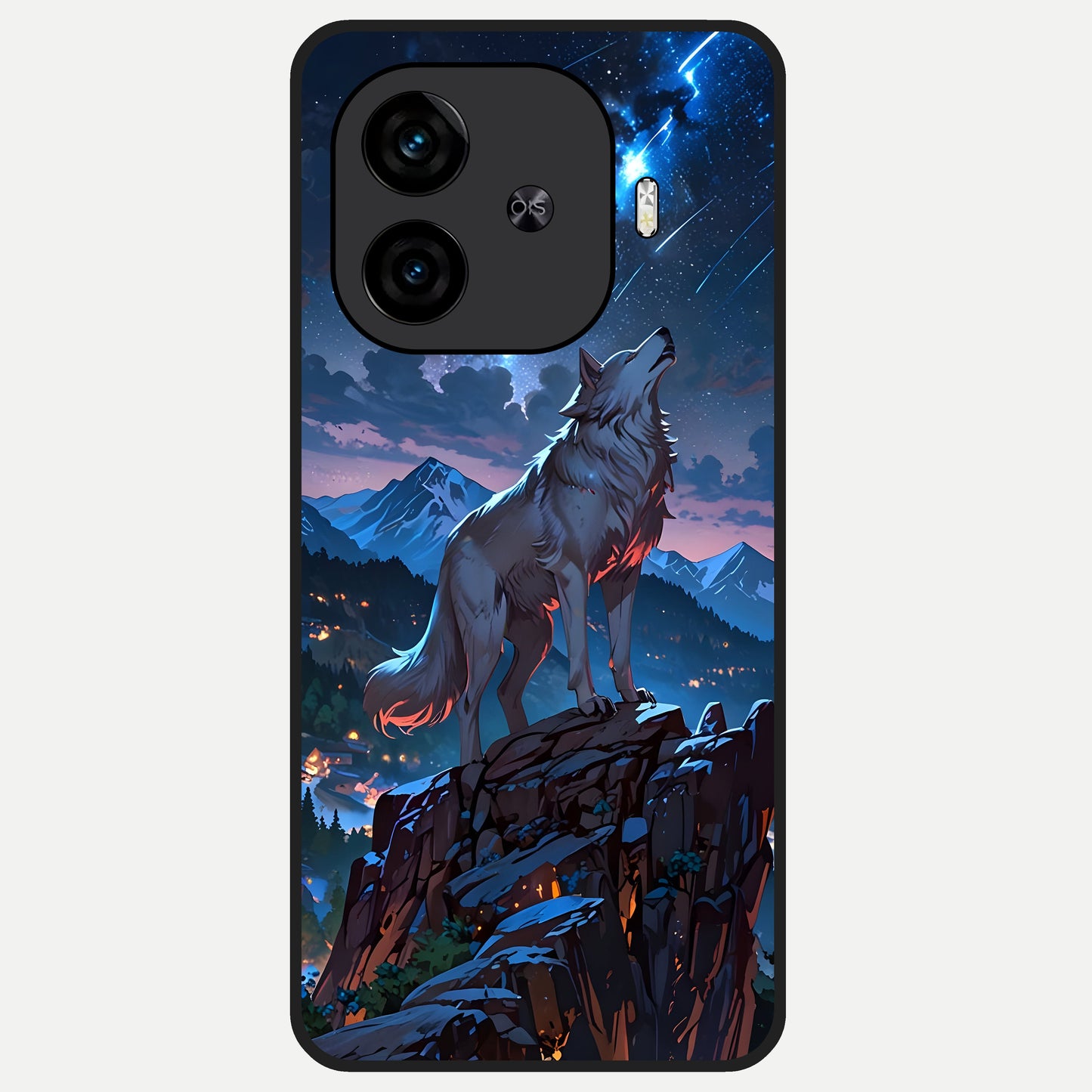  Celestial Wolf Howl Glass Case for  iQOO Z9 Turbo back cover – full design glossy printed glass finish