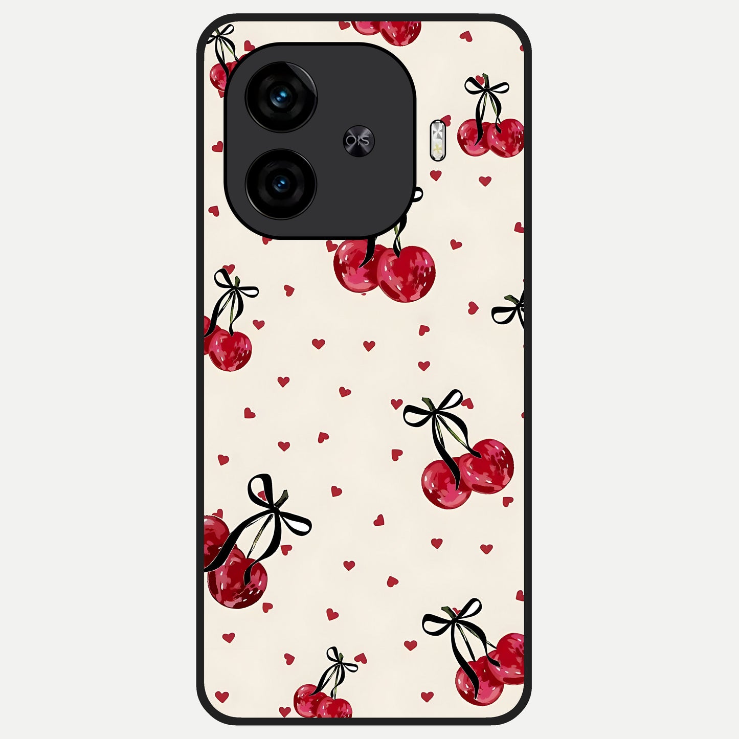  Cherry Heart Bow Glass Case for  iQOO Z9 Turbo back cover – full design glossy printed glass finish