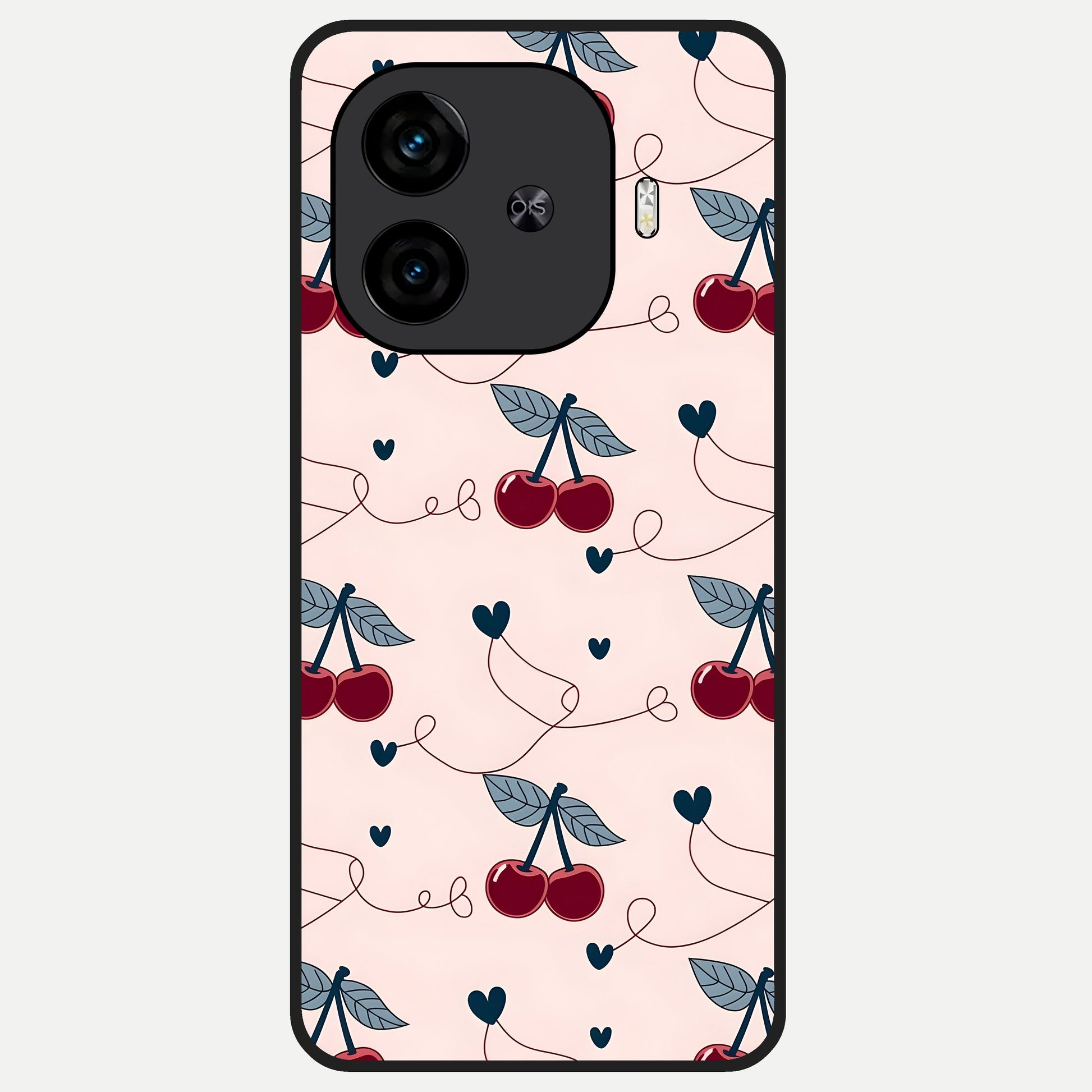  Cherry Heart Line Glass Case for  iQOO Z9 Turbo back cover – full design glossy printed glass finish