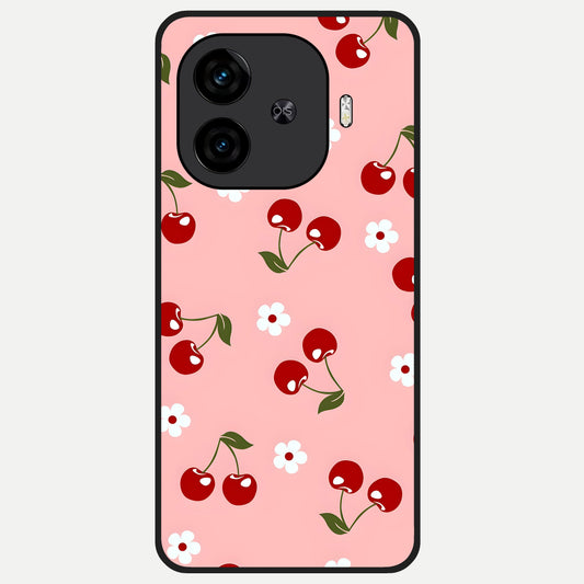  Cherry Love Mood Glass Case for  iQOO Z9 Turbo back cover – full design glossy printed glass finish